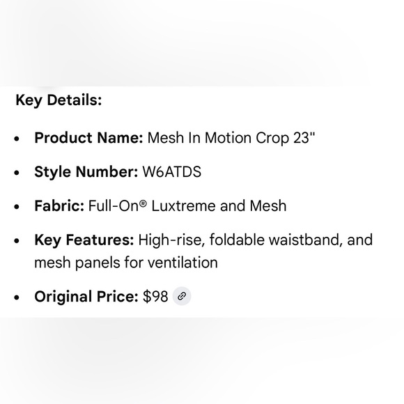 LULULEMON Mesh In Motion Crop 23" EUC - Picture 12 of 12